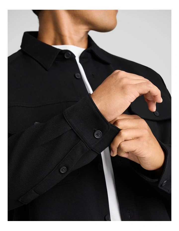 Twill Comfort Overshirt in Black image 5