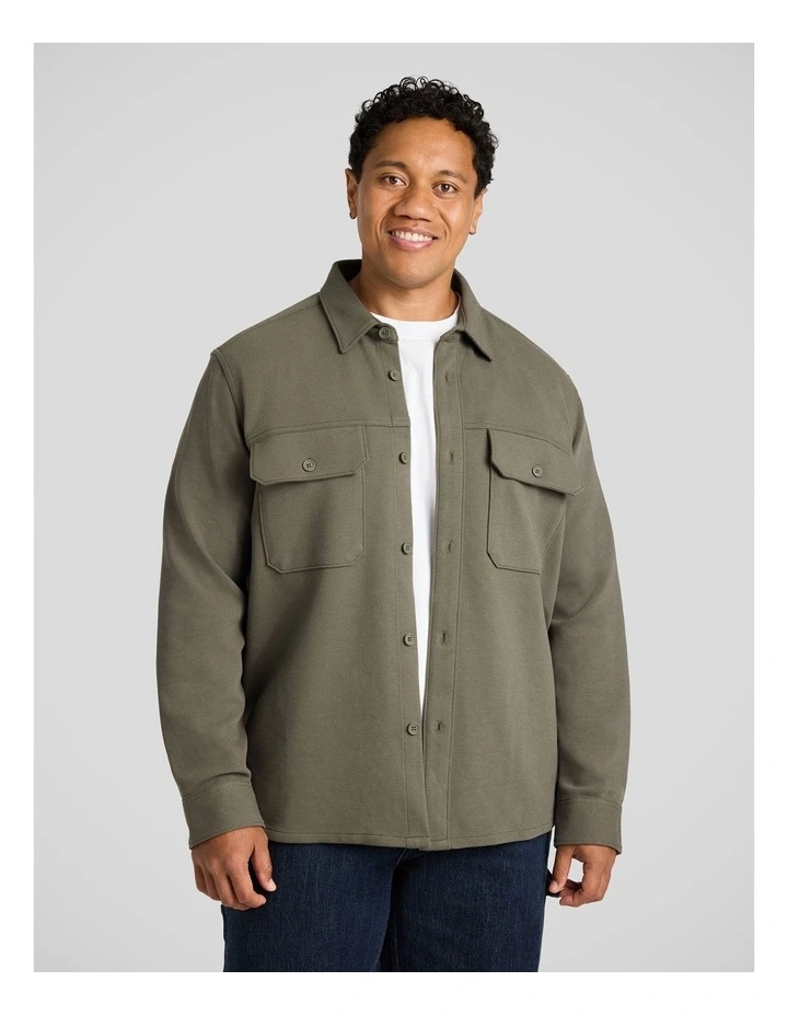 Twill Comfort Overshirt in Army Green image 1