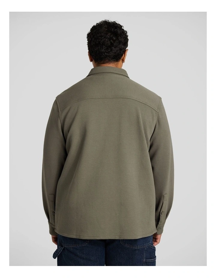 Twill Comfort Overshirt in Army Green image 2