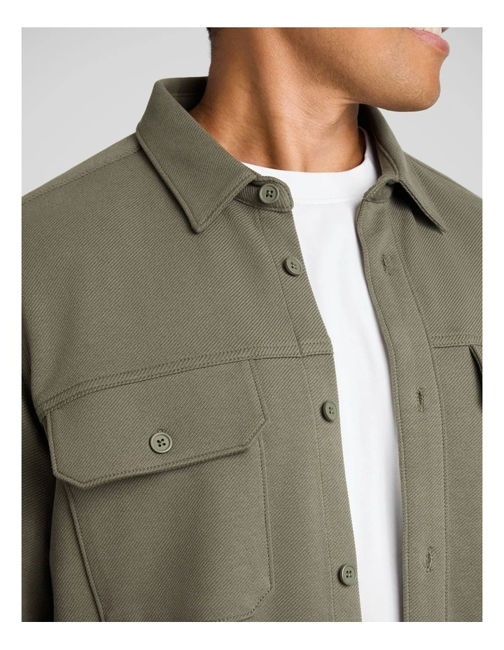 Twill Comfort Overshirt in Army Green image 3