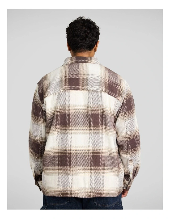 Logan Check Overshirt in Brown image 2