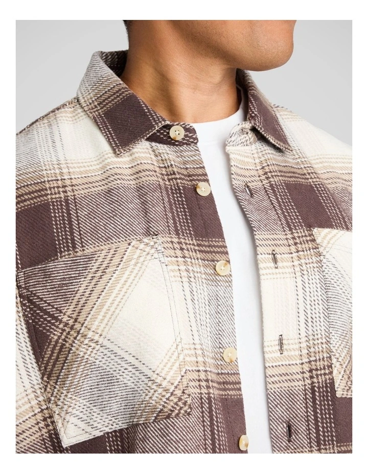 Logan Check Overshirt in Brown image 3