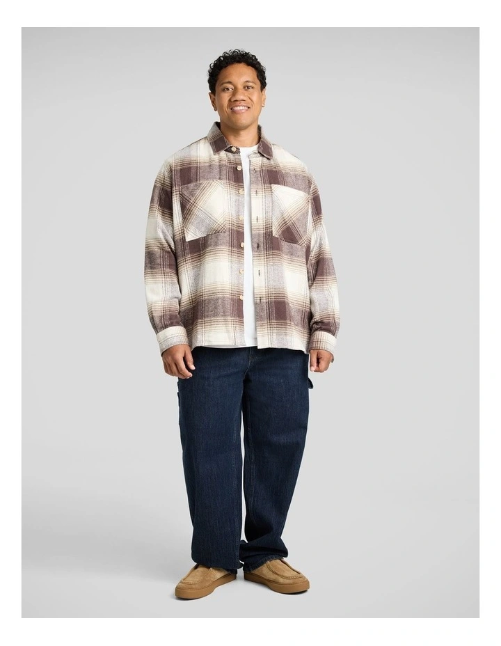 Logan Check Overshirt in Brown image 4