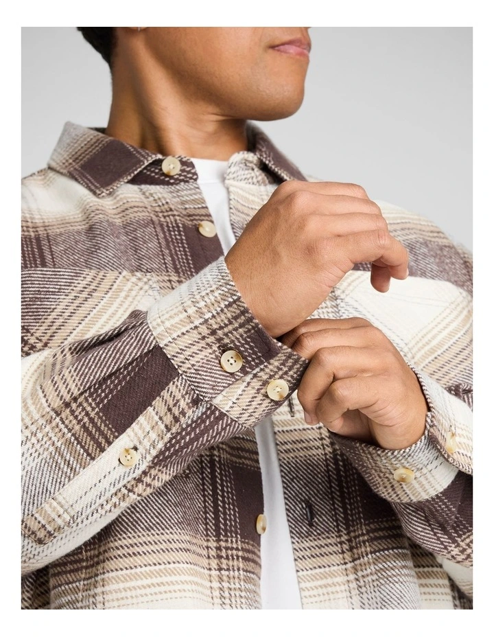 Logan Check Overshirt in Brown image 5