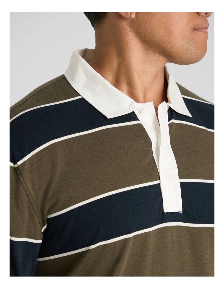 Wembley Long Sleeve Rugby in Olive image 3