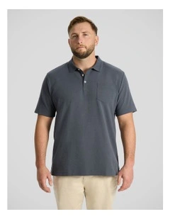 Oliver Textured Polo in Steel Blue