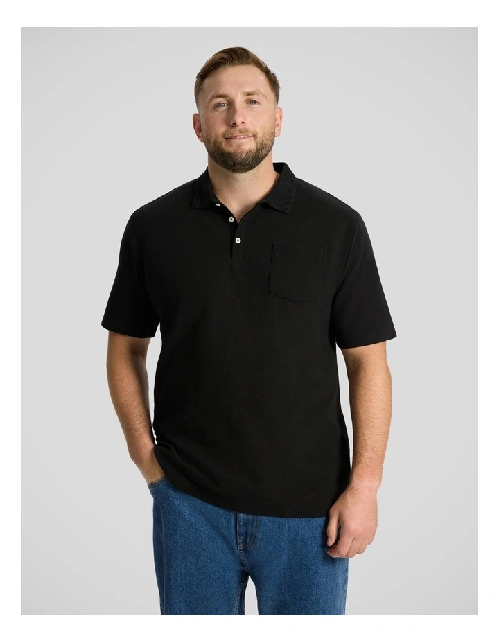 Oliver Textured Polo in Black image 1