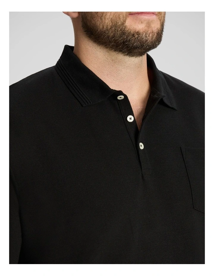 Oliver Textured Polo in Black image 3