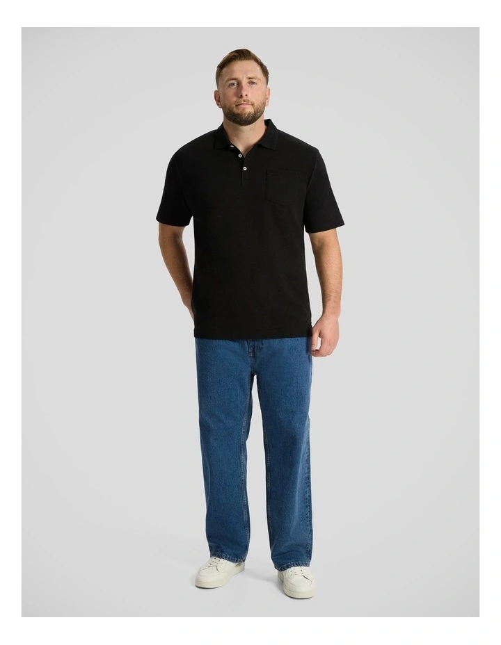 Oliver Textured Polo in Black image 4