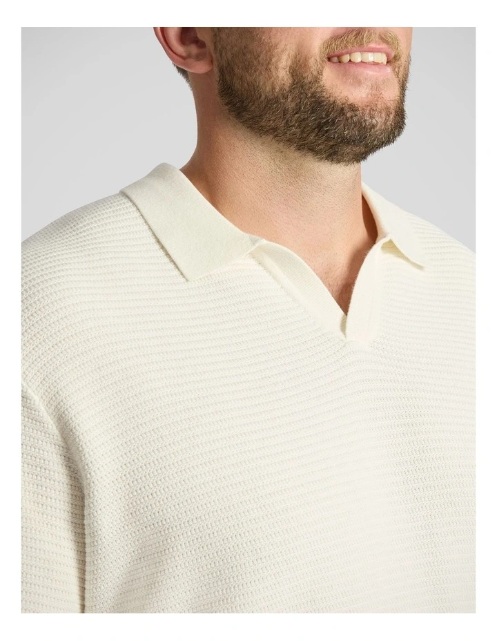 Seville Textured Polo in Ivory image 3