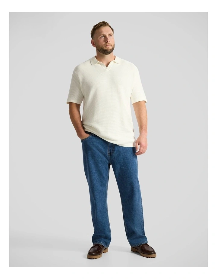 Seville Textured Polo in Ivory image 4