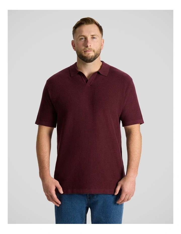 Seville Textured Polo in Burgundy image 1