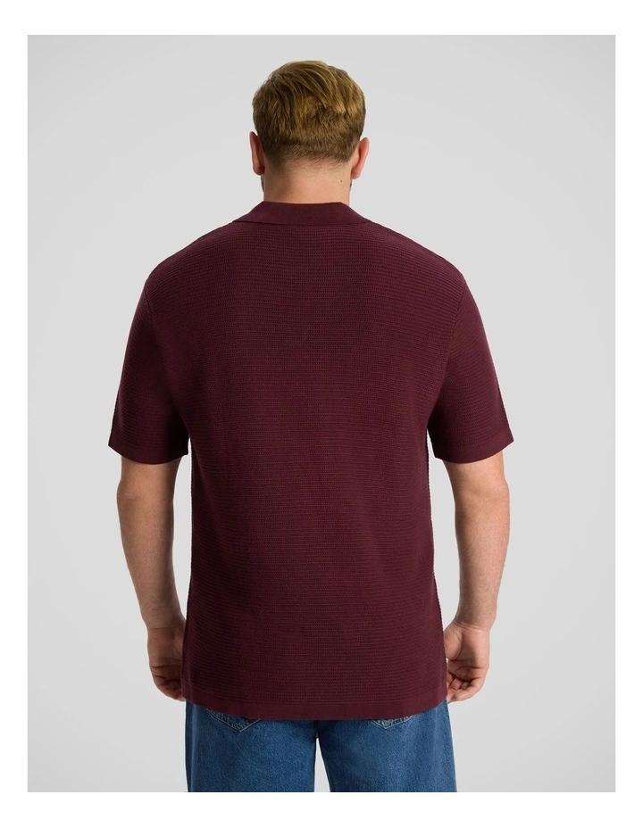 Seville Textured Polo in Burgundy image 2