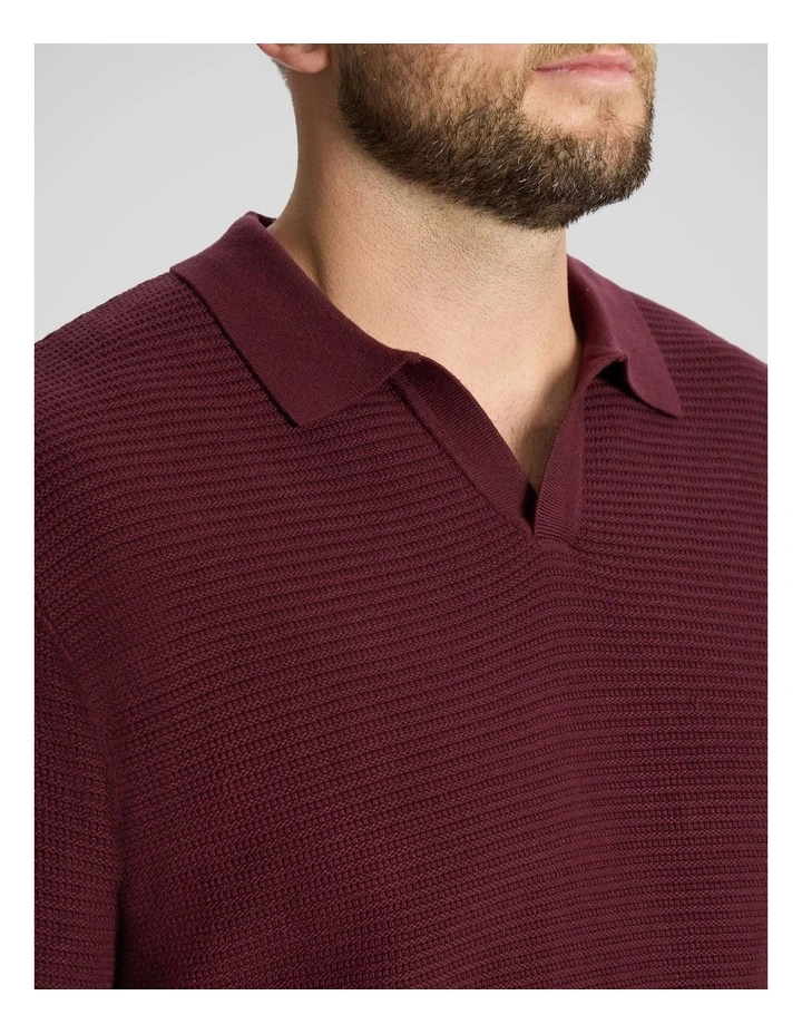 Seville Textured Polo in Burgundy image 3