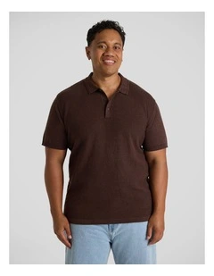 Myles Knitted Polo in Chocolate