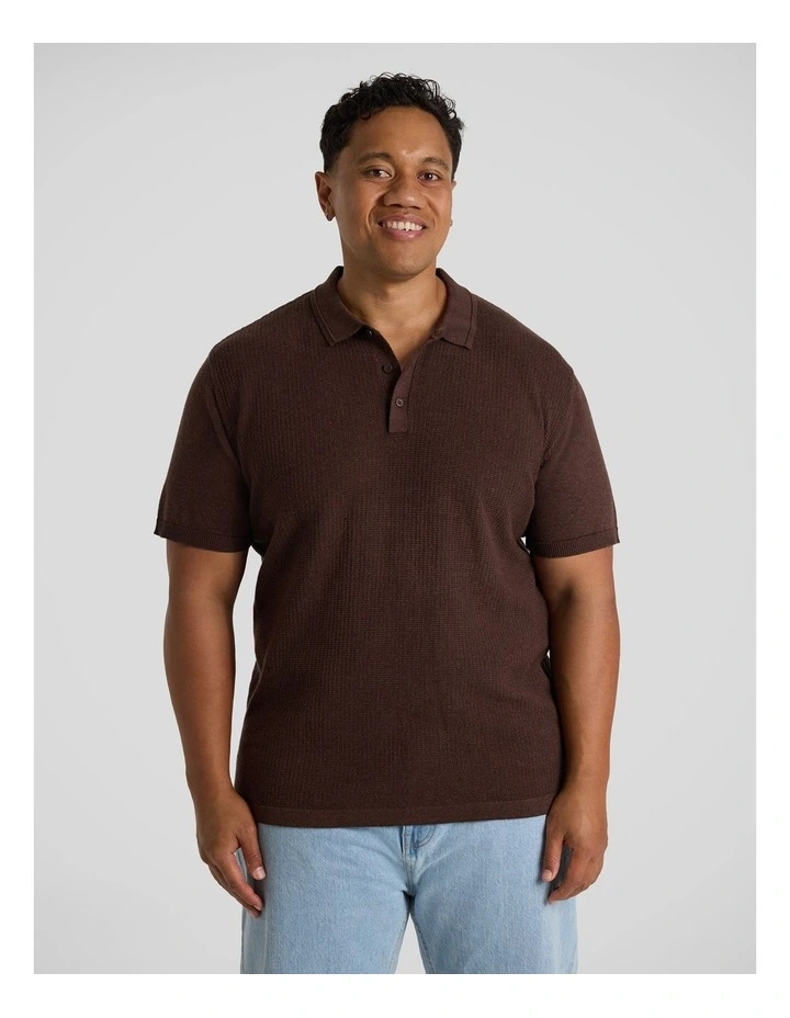 Myles Knitted Polo in Chocolate image 1