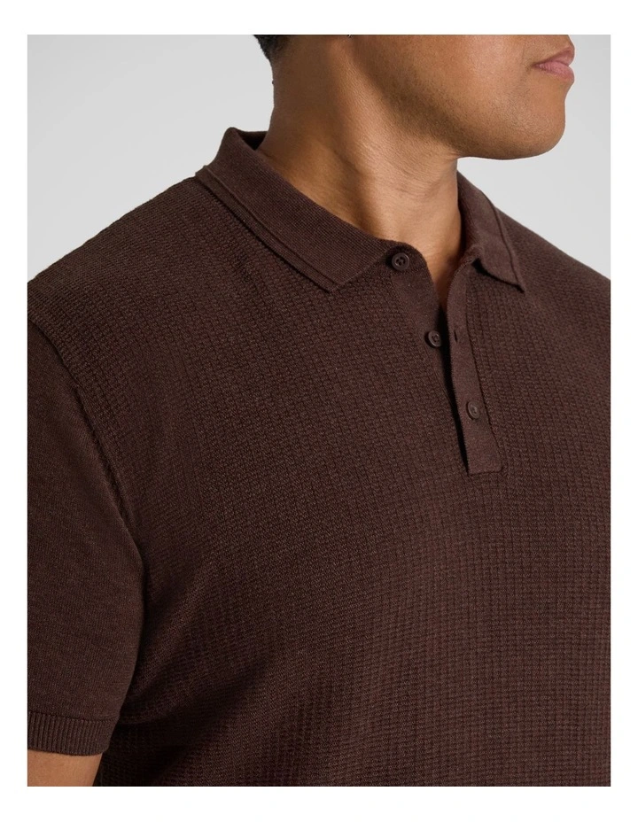 Myles Knitted Polo in Chocolate image 3