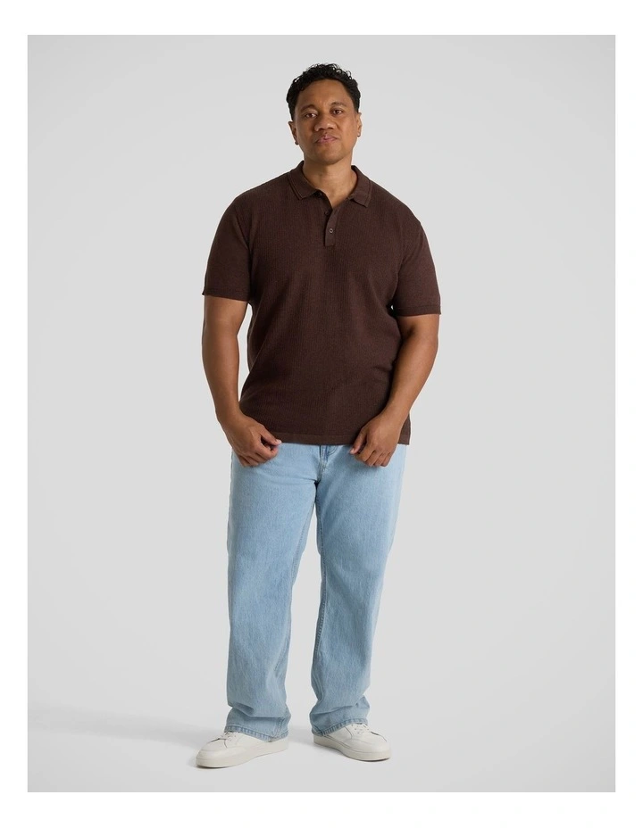 Myles Knitted Polo in Chocolate image 4