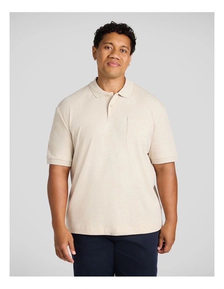 Noah Interlock Polo in Oat Marle image 1