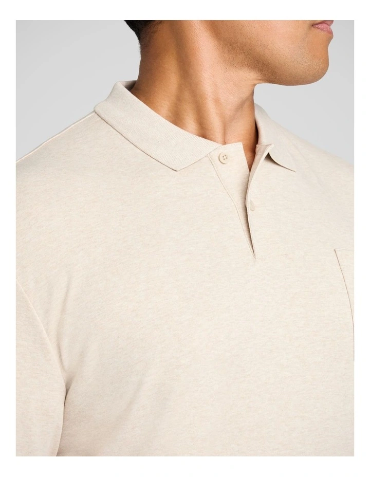 Noah Interlock Polo in Oat Marle image 3