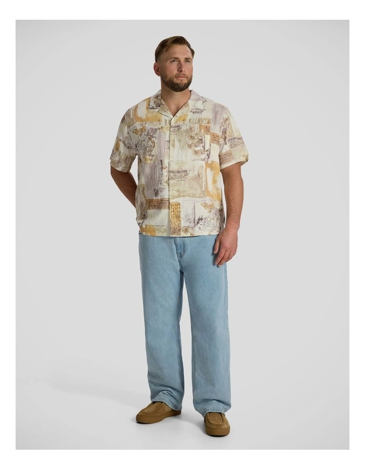 Collage Print Boxy Fit Shirt in Ecru image 4