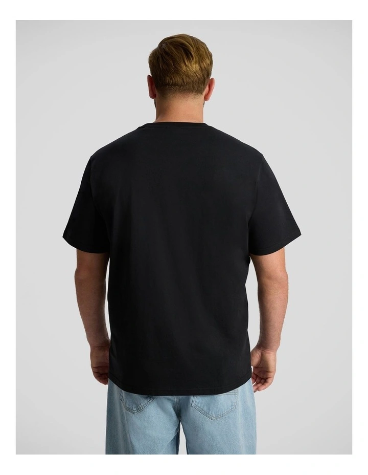 Chest Print Crew Neck Tee in Black image 2