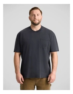 Acid Wash Relaxed Fit Tee in Washed Black