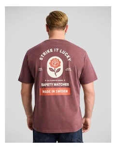 Lucky Crew Neck Tee in Washed Berry