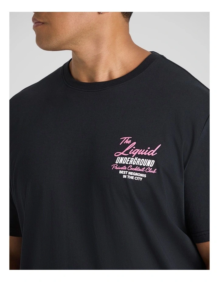 Underground Crew Neck Tee in Black image 3
