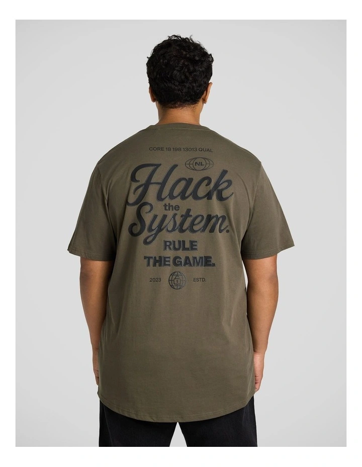 Hacked Longline Tee in Olive image 1