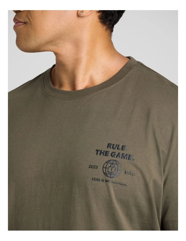 Hacked Longline Tee in Olive image 3