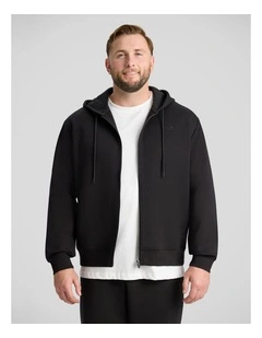 Tech Zip Thru Hoodie in Black