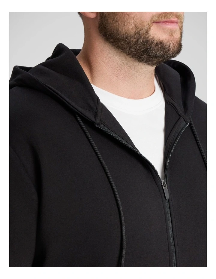 Tech Zip Thru Hoodie in Black image 3