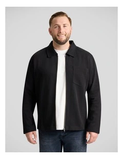 Lars Rib Zip Thru Sweat Top in Black