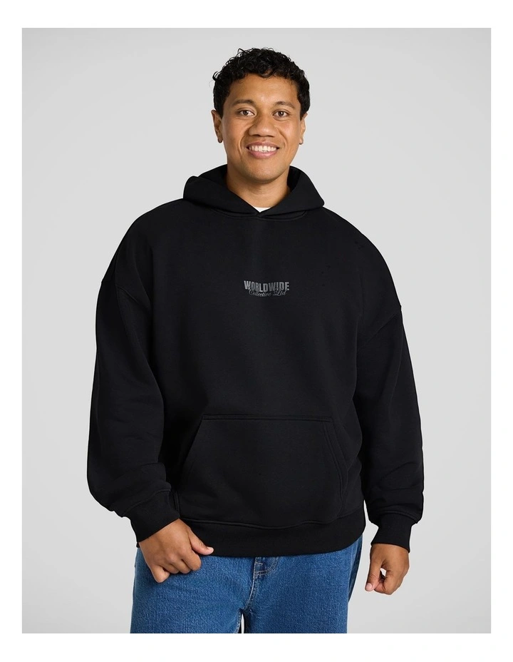 Worldwide Relaxed Fit Hoodie in Black image 1