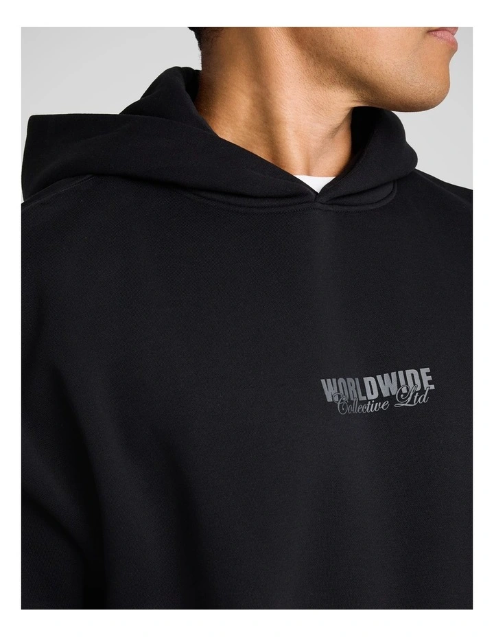 Worldwide Relaxed Fit Hoodie in Black image 3