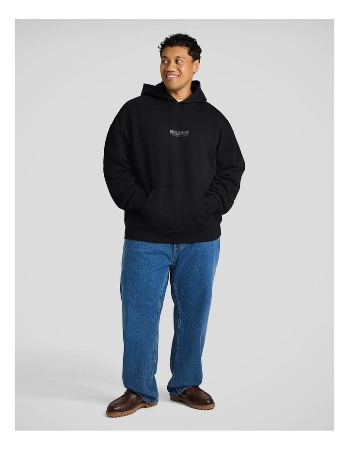 Worldwide Relaxed Fit Hoodie in Black image 4