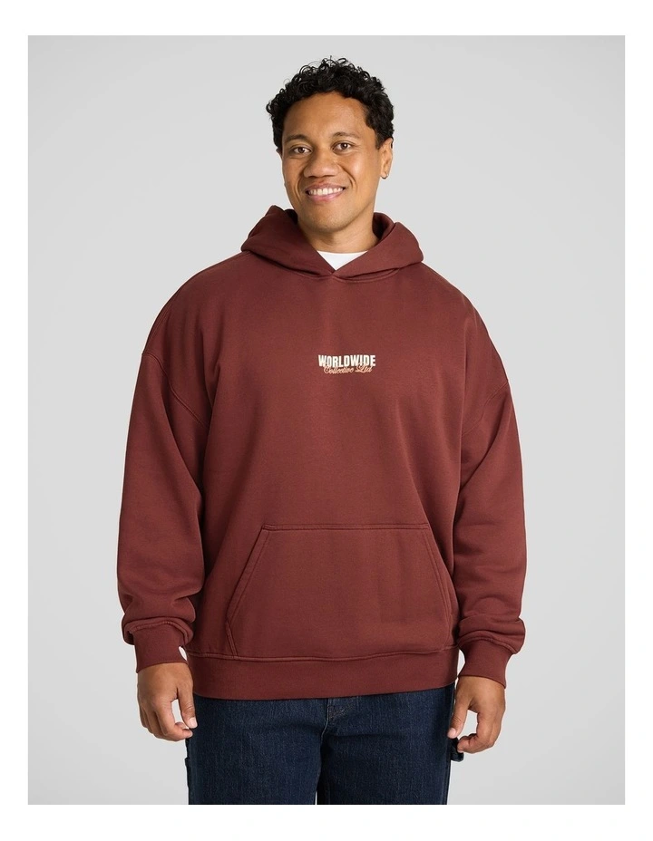 Collective Relaxed Fit Hoodie in Ox Blood image 1