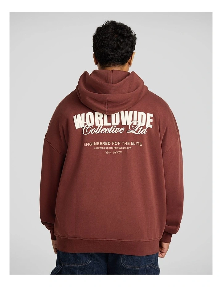 Collective Relaxed Fit Hoodie in Ox Blood image 2