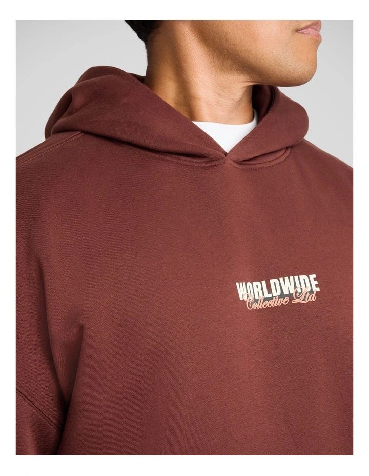 Collective Relaxed Fit Hoodie in Ox Blood image 3