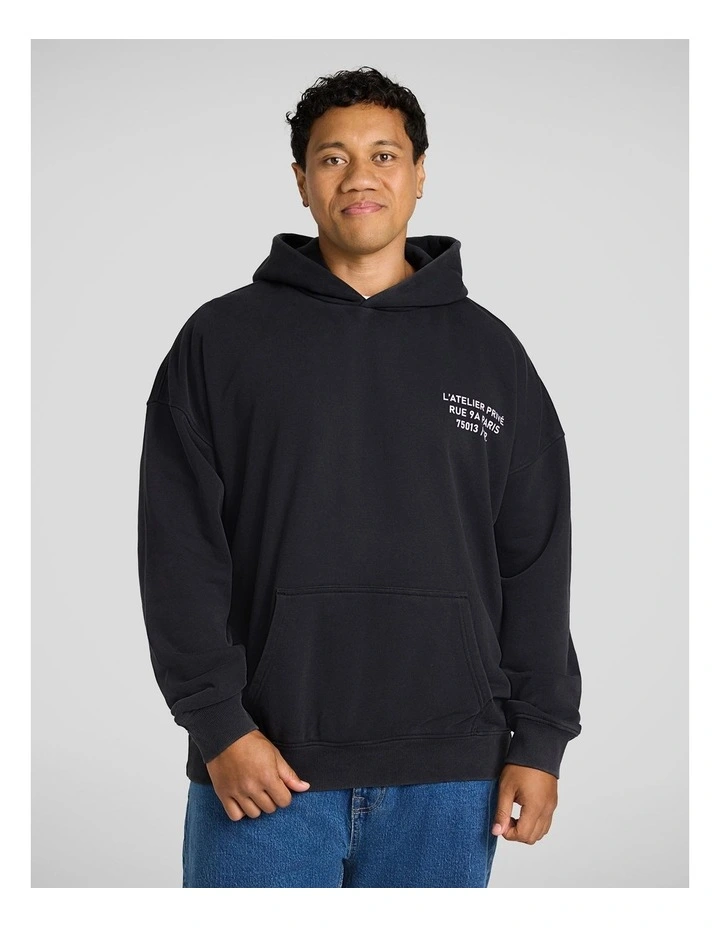 Prestige Relaxed Fit Hoodie in Washed Black image 1