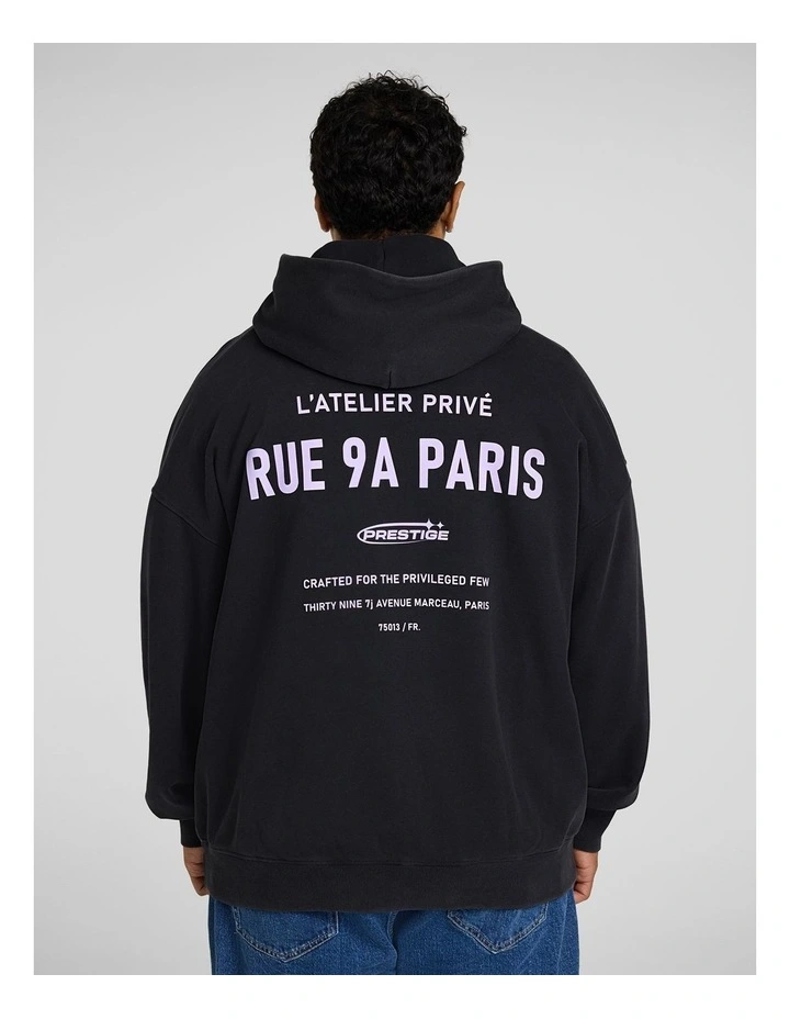 Prestige Relaxed Fit Hoodie in Washed Black image 2