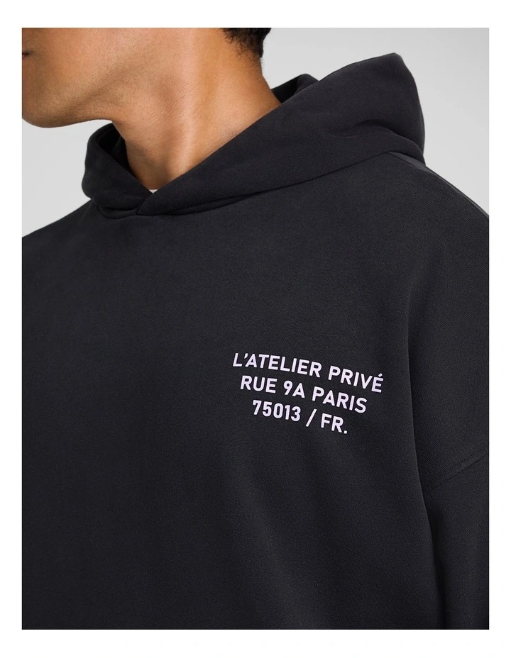 Prestige Relaxed Fit Hoodie in Washed Black image 3