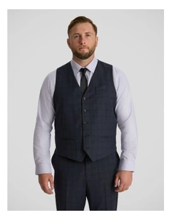 Henry Check Stretch Waistcoat in Ink