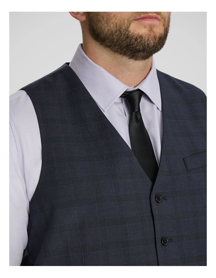 Henry Check Stretch Waistcoat in Ink image 3