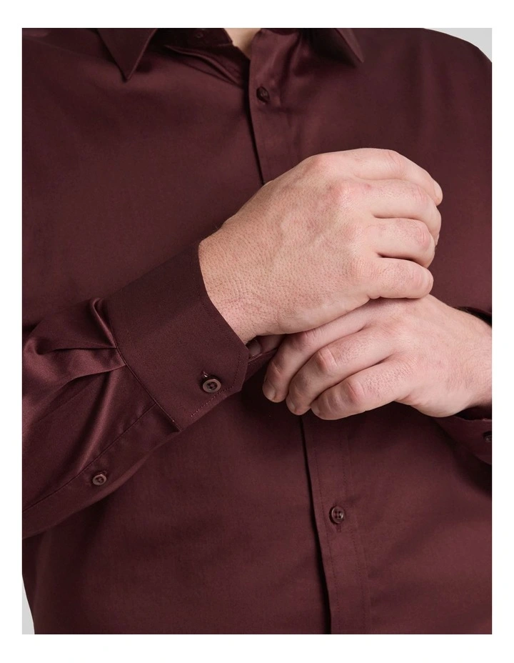 Montego Stretch Dress Shirt in Wine image 5
