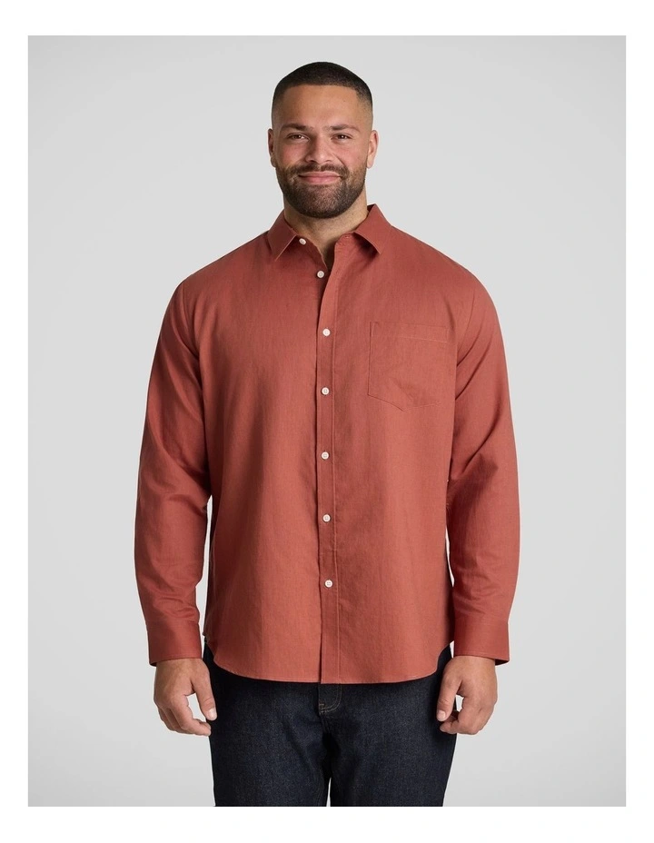 Anders Linen Shirt in Burnt Orange image 1