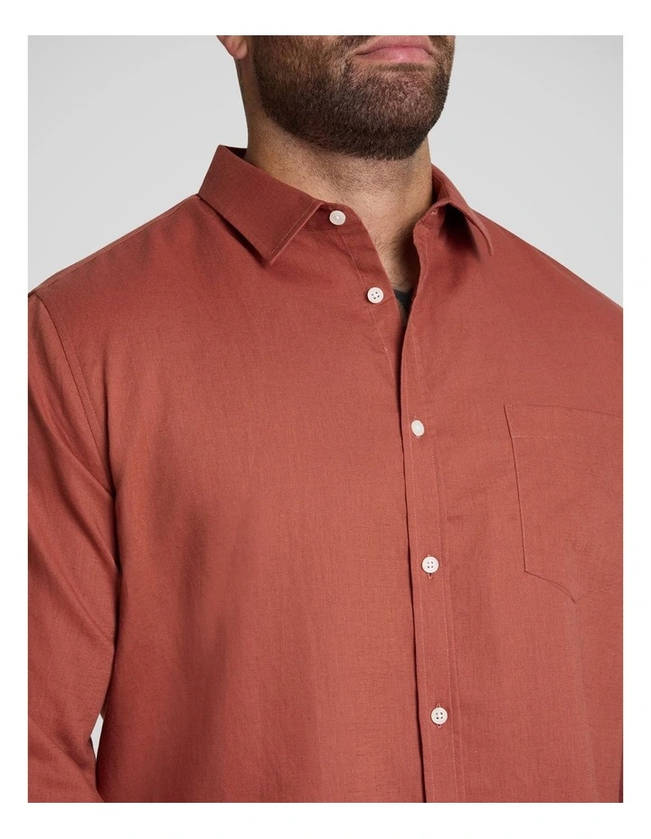Anders Linen Shirt in Burnt Orange image 3