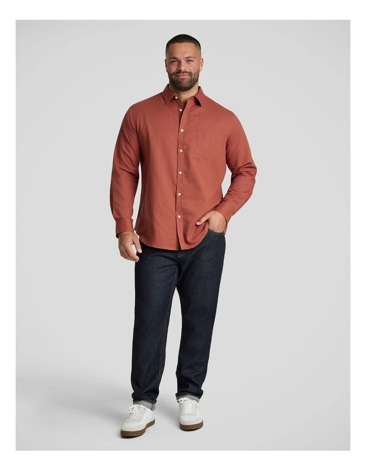 Anders Linen Shirt in Burnt Orange image 4