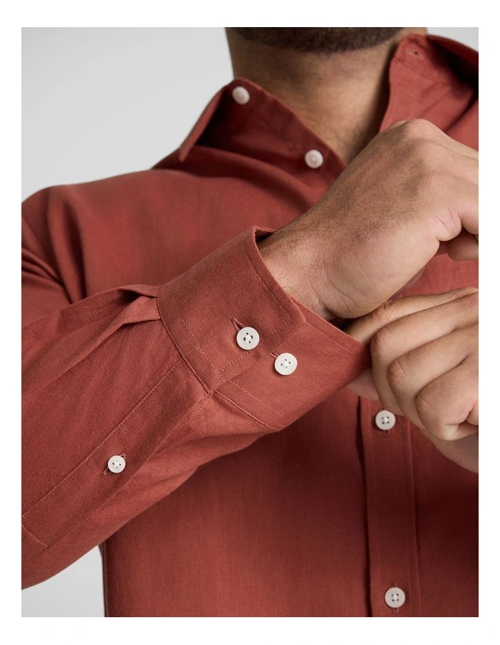 Anders Linen Shirt in Burnt Orange image 5